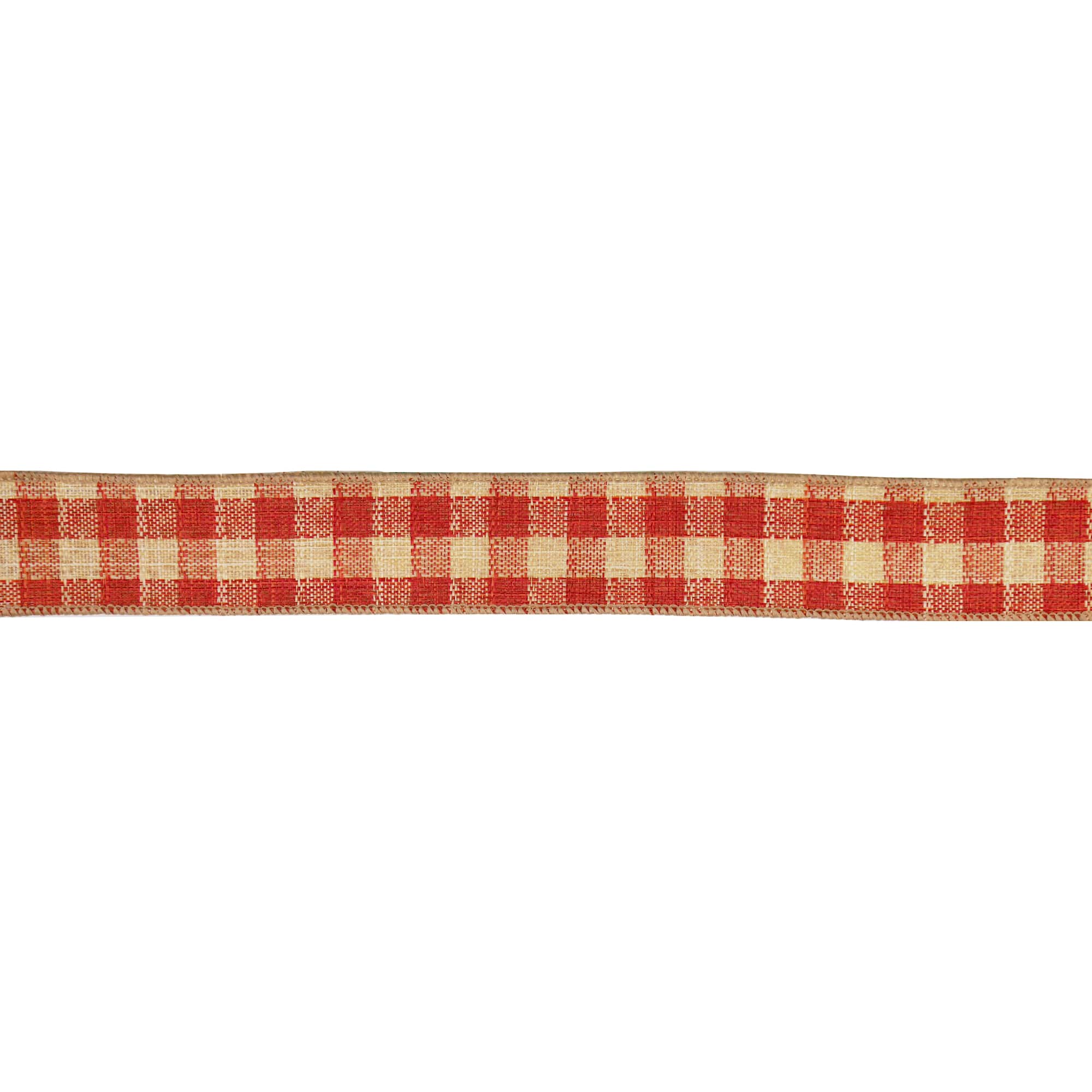 1.5" x 10yd. Orange Plaid Faux Linen Wired Ribbon by Celebrate It®